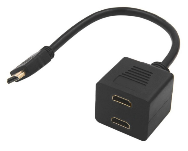 Адаптер - разветвитель - сплиттер 1×2 HDMI ver.01, FullHD 1080p 3D, пассивный с проводом, черный
