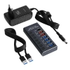 Хаб - концентратор USB3.0 / USB-C 7 портов mod. 985D-7, до 5 Гбит/с, активный 12V3A с кнопками, быстрая зарядка, алюминиевый корпус