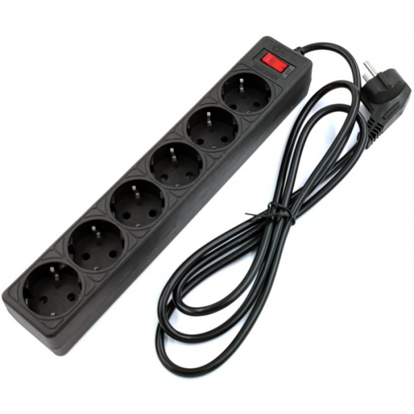 Сетевой фильтр 5bites GARDA SP6B-518 6S, 3х0.75мм2, 1,8м, черный