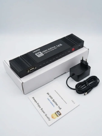 Сплиттер - разветвитель 1×8 HDMI v2.1 – 8K 60Гц / 4K 120Гц, 48 Гбит/с, HDCP 2.3, HDR, VRR, алюминий
