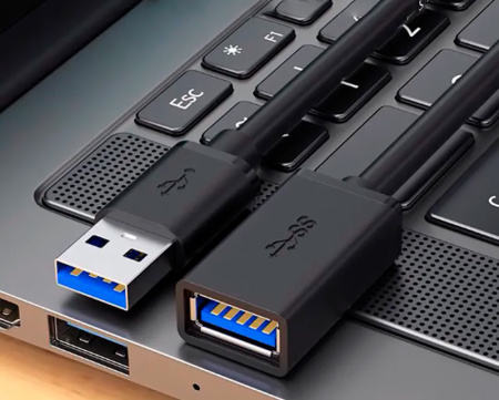 Кабель - удлинитель USB3.0, папа-мама, экранированный, 0,5 метров, черный