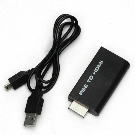 Адаптер - переходник PS2 - HDMI + jack 3.5mm (AUX), черный