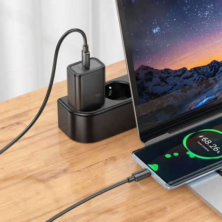 Зарядное устройство сетевое - блок питания HOCO N62, USB Type-C PD30W, черный