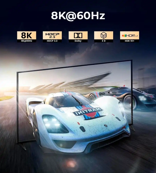 Cплиттер - разветвитель 1×2 HDMI UltraHD 8K 60Гц / 4K 120Гц, 48 Гбит/c, поддержка HDCP2.3 и Dolby Vision, черный