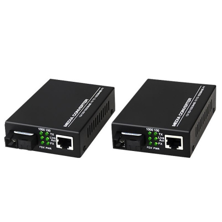 Медиаконвертер - удлинитель - коммутатор оптический 1xRJ45 10/100/1000MB - 1xSC до 3км одномодовый одноволоконный, комплект