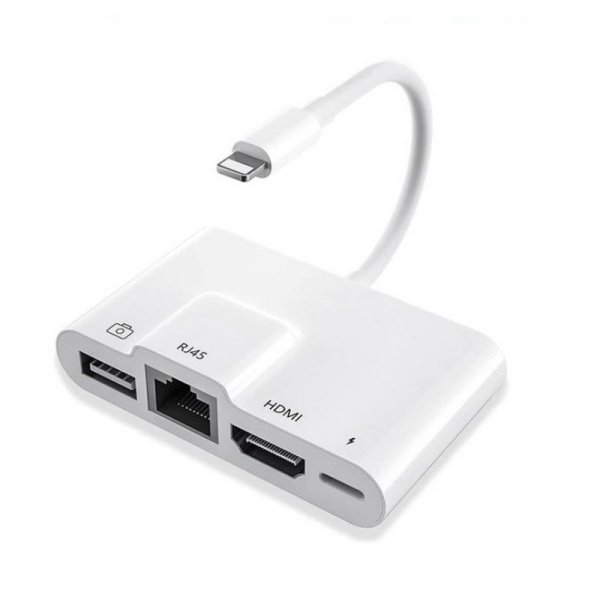Адаптер - переходник Lightning на HDMI 1080p - LAN (RJ45 до 1000Мбит/с) - USB3.0 - Lightning (уценка)
