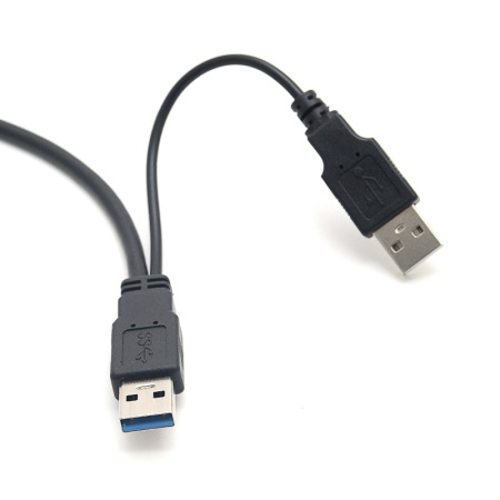 Адаптер - переходник - кабель SATA - USB3.0 - USB2.0 для жесткого диска SSD/HDD 2.5″/3.5″ с разъемом питания, черный