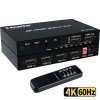 Матричный коммутатор - свитч-сплиттер 4×2 HDMI PRO, 4K 60HZ, оптика (Toslink/SPDIF), jack 3.5mm (AUX), пульт, черный