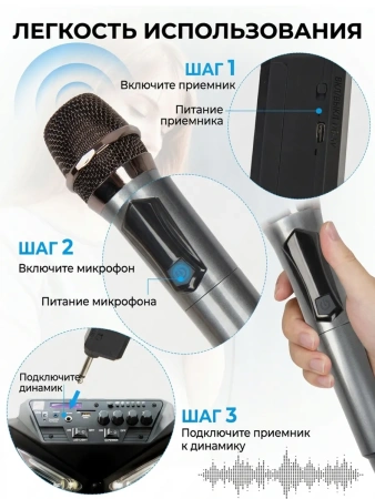 Караоке-система Аудио адаптер Hi-Fi J200, беспроводной микрофон DM-684, комплект: 4 микрофона + приемник