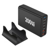 Настольное зарядное устройство - зарядная станция на 6 портов 200W USB-C / USB mod. 1006P200WB, быстрая зарядка, пластик, черный