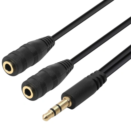 Кабель - разветвитель jack 3.5mm (AUX) - 2x jack 3.5mm (AUX), папа-мама, 3 метра, черный