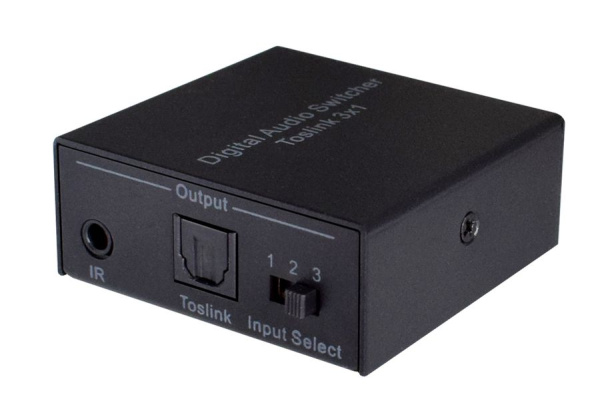 Цифровой аудио переключатель - свитч 3x1 оптический (Toslink/SPDIF), с пультом ДУ, черный