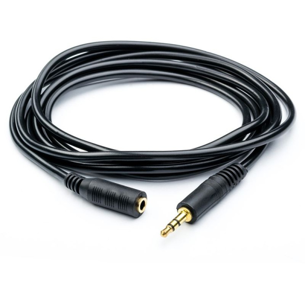 Кабель jack 3.5mm (AUX), папа-мама, 1,5 метра, черный