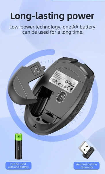 Мышь беспроводная Borofone BG7, 2,4G, 1000-1600dpi, черный