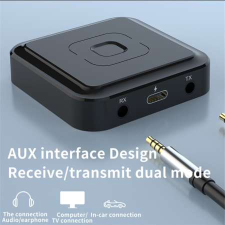Беспроводной аудио адаптер Bluetooth v5.1 RX/TX приемник-передатчик BT-22 с микрофоном (Handsfree), черный