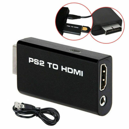 Адаптер - переходник PS2 - HDMI + jack 3.5mm (AUX), черный