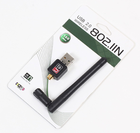 Адаптер - беспроводной Wi-Fi-приемник USB2.0, антенна, до 150 Мбит/с, 2.4GHz