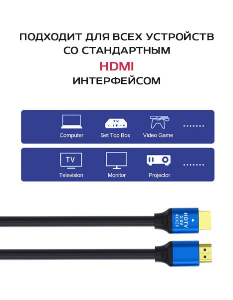 Кабель HDMI - HDMI v2.0, 4K 3D, папа-папа, 20 метров, черный