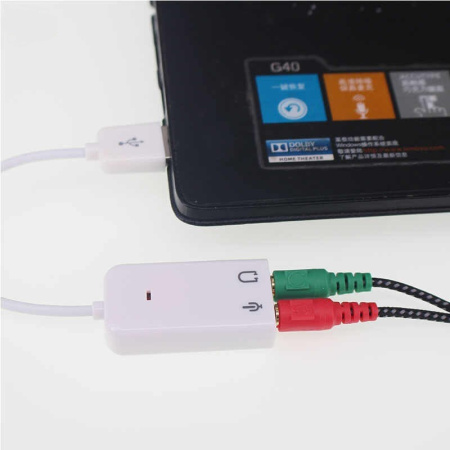 Звуковой адаптер - внешняя звуковая карта USB 3D 2.1/7.1-канальная, кабель, белый