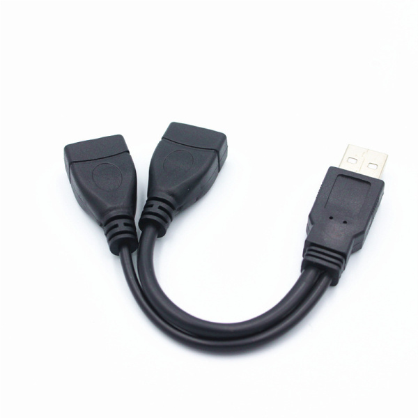 Кабель - разветвитель USB2.0 - 2x USB2.0, папа-мама, 0,15 метра, черный (только для питания)