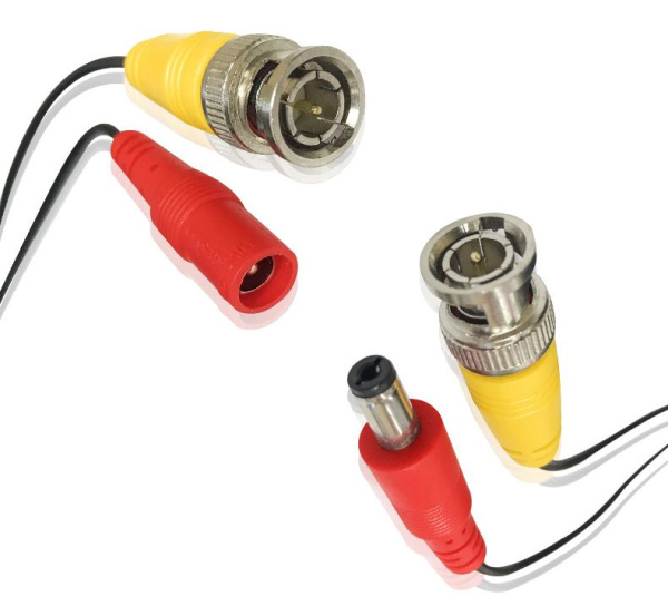 Кабель для видеонаблюдения BNC+DC, внешний диаметр 4мм, медь, 5 метров, черный