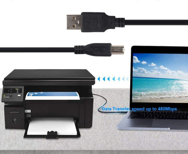 Кабель USB2.0 - USB-B, папа-папа, с усилителем, 15 метров, черный