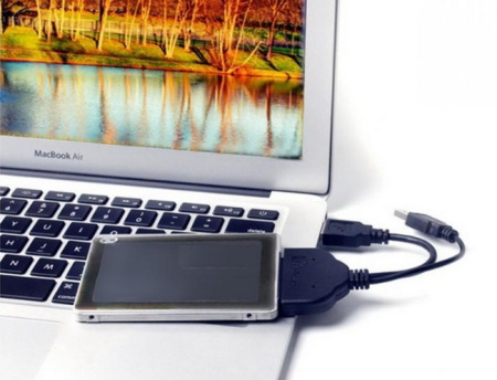 Адаптер - переходник - кабель SATA - USB3.0 - USB2.0 для жесткого диска SSD/HDD 2.5″, 0,23 метра, черный