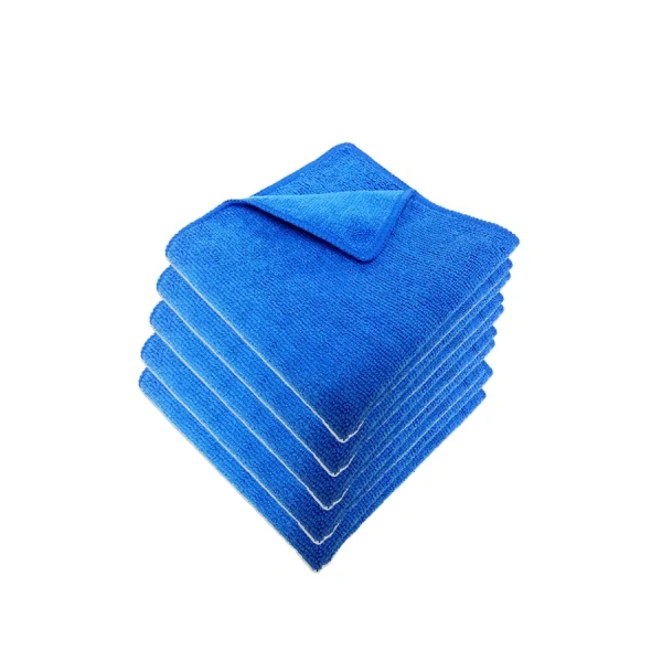 Набор двусторонних салфеток из микрофибры для уборки авто и дома, 40х40см, плотность 420 гр/м.кв, 5 штук, синие