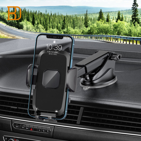 Автомобильный телескопический держатель для телефона на присоске S161+S175A, черный