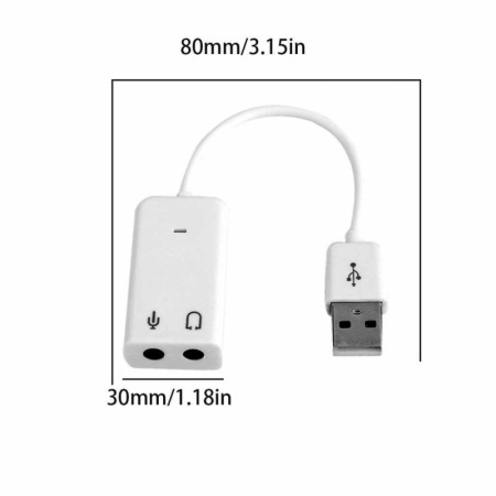 Звуковой адаптер - внешняя звуковая карта USB 3D 2.1/7.1-канальная, кабель, белый