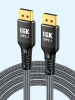 Кабель DisplayPort - DisplayPort v2.1 16K30Hz / 8K60Hz / 4K240Hz, 80Gps, 12bit, папа-папа, 3 метра, в оплетке, серый