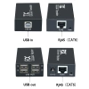 Адаптер - USB удлинитель по сетевому кабелю RJ45 до 200 метров для клавиатуры, мышки, камеры, принтера, комплект, черный