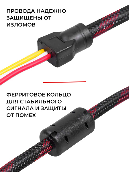 Кабель - переходник HDMI - 3x RCA (AV белый-красный-желтый), 1,5 метра, в оплетке