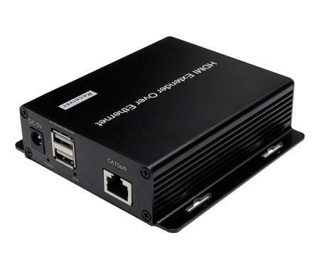 Приемник - KVM IP-удлинитель HDMI USB по витой паре RJ45 UTP (LAN) до 200 метров UltraHD 4K, поддержка IP, черный