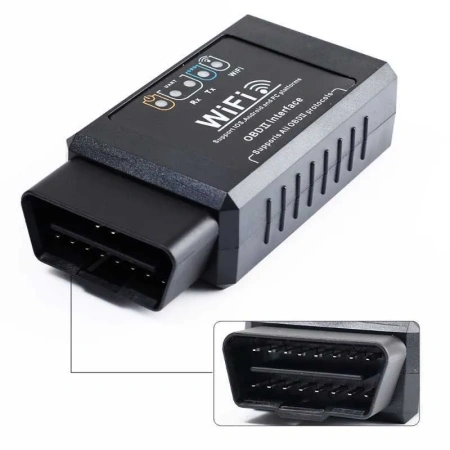 Автосканер ELM327 Wi-Fi OBD2 v1.5 - aдаптер OBDII ver1.5, с индикацией работы, черный