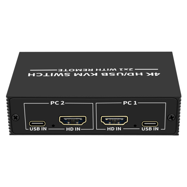 Адаптер - 2-х портовый KVM-переключатель HDMI 4K USB2.0/USB-C, черный