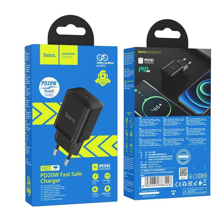 Зарядное устройство сетевое - блок питания HOCO N27, 1 USB Type-C PD20W, черный