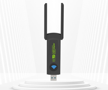 Адаптер - беспроводной Wi-Fi-приемник USB3.0, две антенны, до 1300 Мбит/с, двухдиапазонный - 2.4GHz/5.8GHz (Free Driver)