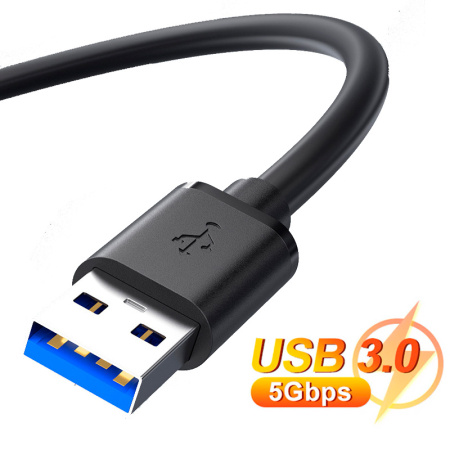 Кабель - удлинитель USB3.0, папа-папа, экранированный, 0,5 метров, черный