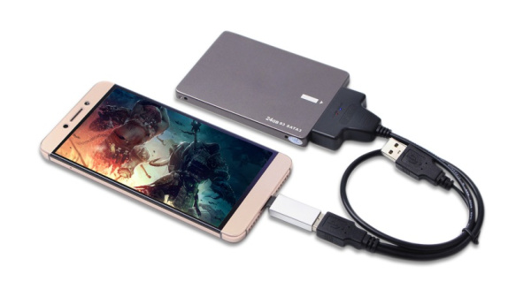 Адаптер - переходник - кабель SATA - 2x USB2.0 для жесткого диска SSD/HDD 2.5″, черный