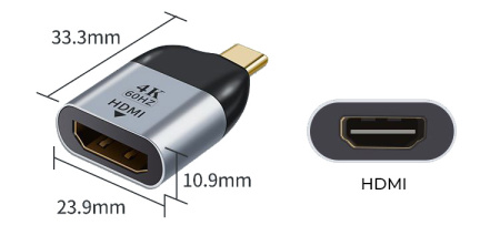 Адаптер - переходник USB3.1 Type-С - HDMI 4K 60Hz mini, серебро