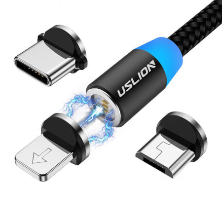 Магнитная головка - коннектор USLION Lightning для зарядного USB кабеля