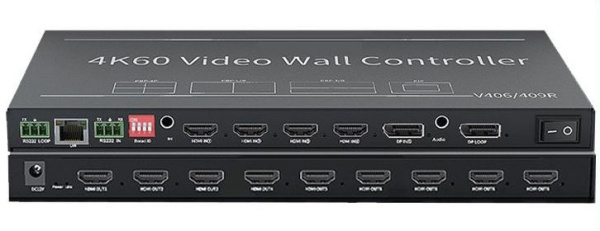 Контроллер видеостены HDMI /DisplayPort  4K@60Hz UltraHD 3x3 до 9 экранов 5 входов, RS232, RJ45, AUX, пульт ДУ