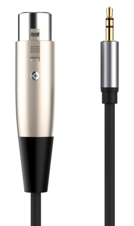 Кабель jack 3.5mm - XLR для микрофона, XLR мама, 1.5 метра, черный