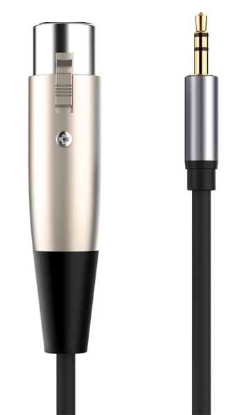 Кабель jack 3.5mm - XLR для микрофона, XLR мама, 1.5 метра, черный