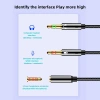 Кабель - соединитель jack 3.5mm (AUX) и jack 3.5mm (MIC) на jack 3.5mm (AUX+MIC), папа-мама, 1 метр, черный