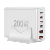 Настольное зарядное устройство - зарядная станция на 6 портов 200W USB-C / USB mod. 1006P200WW, быстрая зарядка, пластик, белый