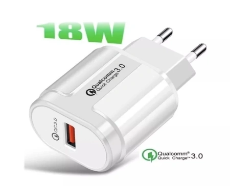 Зарядное устройство - блок питания с кабелем Type-C, 3A, USB QC3.0, белый