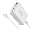 Настольное зарядное устройство - зарядная станция на 6 портов 200W USB-C / USB mod. 1006P200WW, быстрая зарядка, пластик, белый