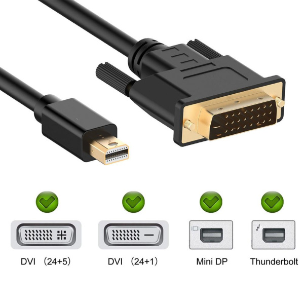 Кабель Mini DisplayPort - DVI-D, папа-папа, 1,8 метра, черный